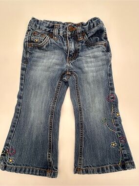 Girls Blue Embroidered Denim Flare Jeans by Sprockets Size 2T